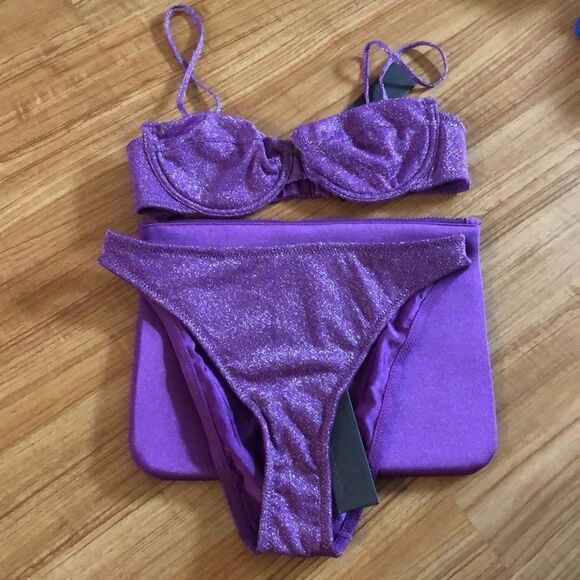 TRIANGL RHIAN VIOLET SPARKLE + BAG NWT 💜 - Picture 2 of 4